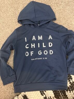 Kids Navy Blue 'I Am A Child of God' Hooded Sweatshirt